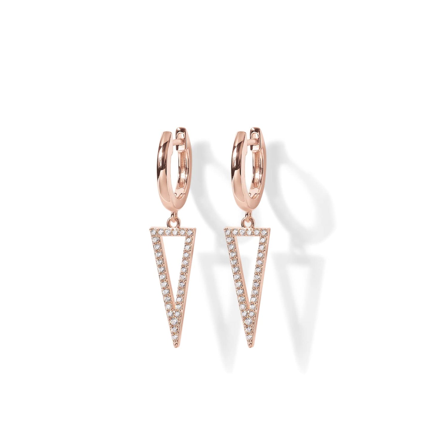 PAVOI 14K Gold Plated S925 Sterling Silver Post Drop/Dangle Huggie Earrings for Women | Dainty Earrings (Triangle, Rose Plated)