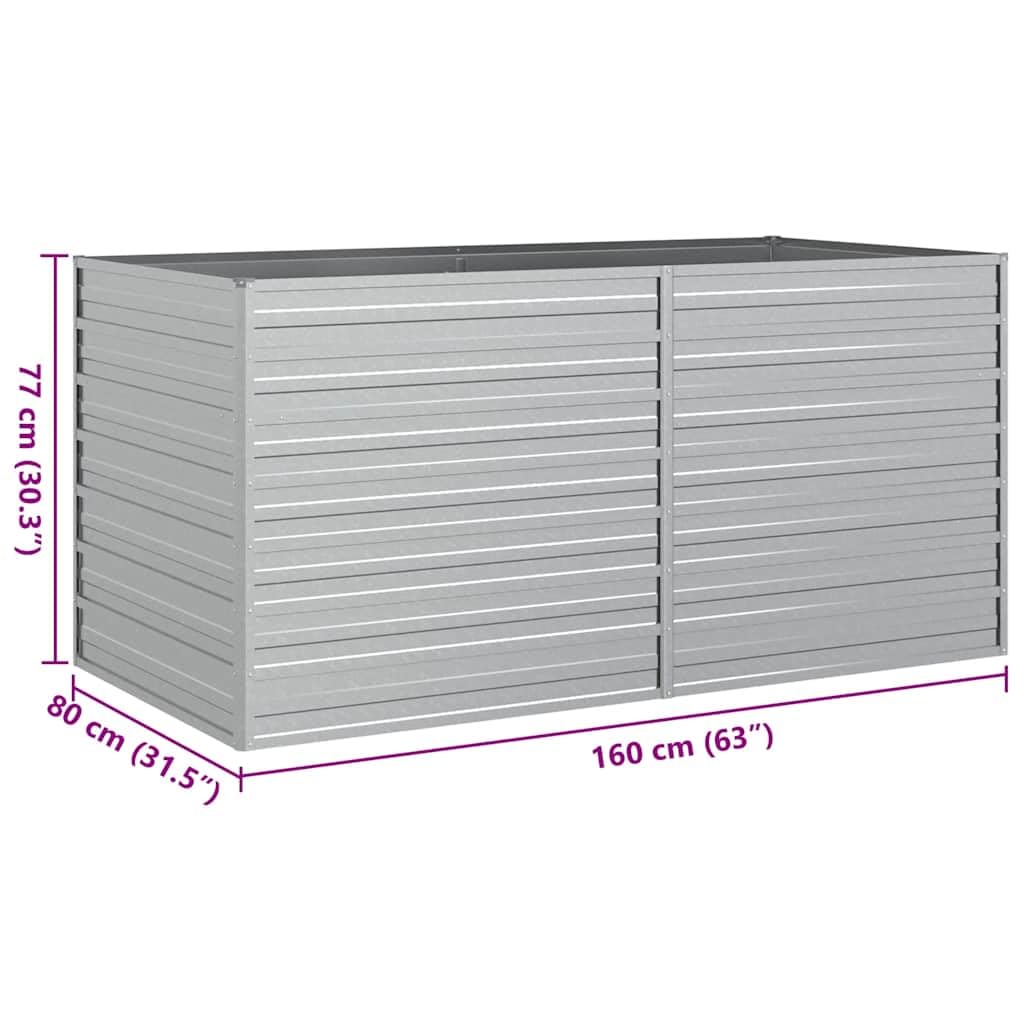 Shivorasphere Garden Raised Bed Silver Galvanized Steel Rectangular Planter Box 63 x 31.5 x 30.3 in Outdoor Raised Beds for Gardening Flower and Vegetable Growing