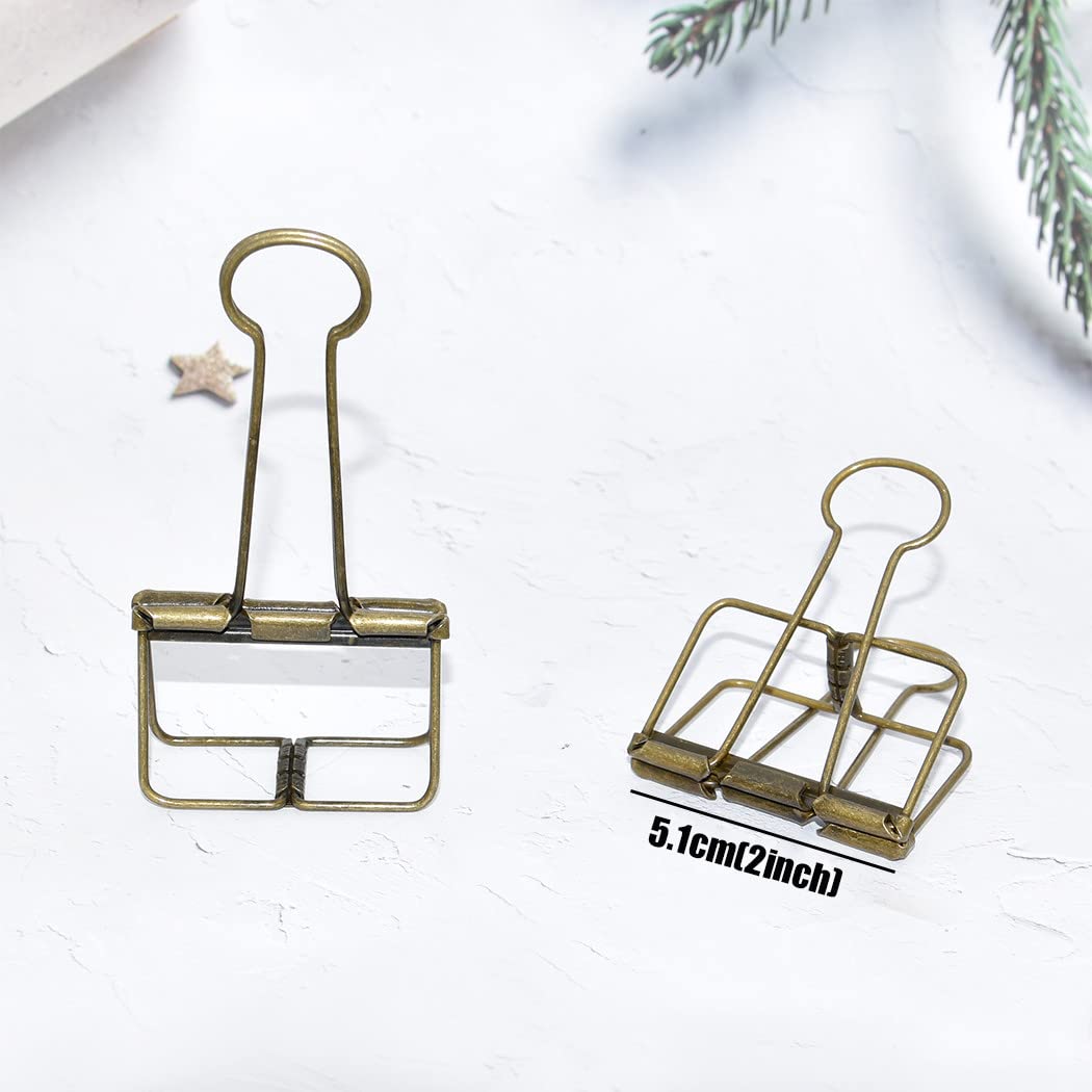 Extra Large Binder Clips 2 Inch, Big Paper Clamps Bronze for Office School Supplies (15Pcs)