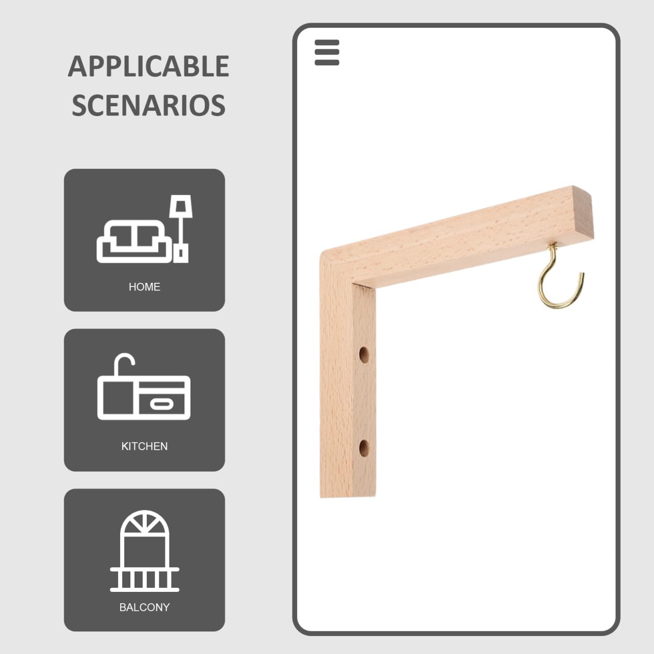Abaodam 2Pcs Wall Mounted Hooks Sturdy Wooden Plant Hanger Bracket for Hanging Baskets Bird Feeders Lanterns Wind Chimes and Design for Use