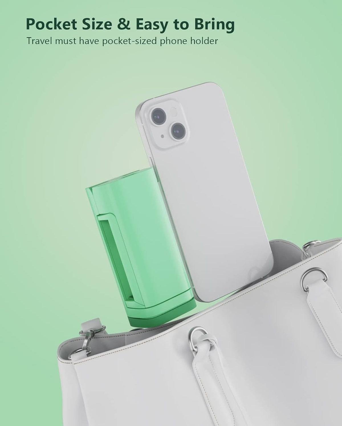 MiiKARE Airplane Travel Essentials Phone Holder, Universal Handsfree Phone Mount for Flying with 360 Degree Rotation, Travel Accessory for Airplane, Travel Must Haves Phone Stand for Desk, Table-Green