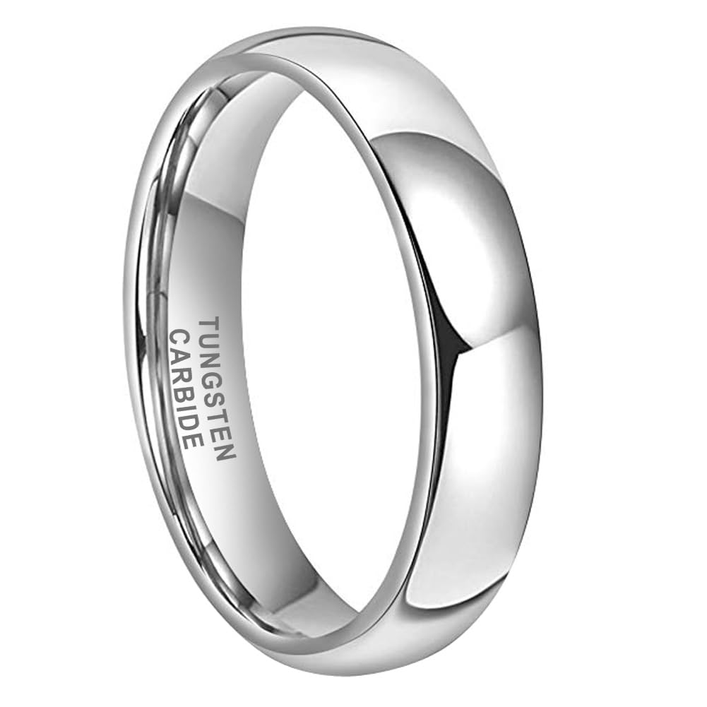 TUTISS 5mm Tungsten Carbide Rings for Men Women Engagement Wedding Bands Domed Polished Shiny Comfort Fit Size 13