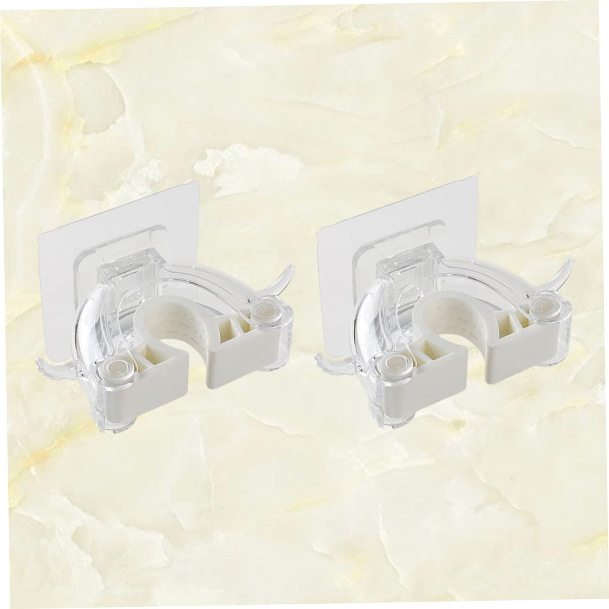 2 Pcs Seamless Mop Holder Wall Mounted No Drill Broom Hanger Clip Plastic Mop Hook for Home Kitchen Bathroom Organizer