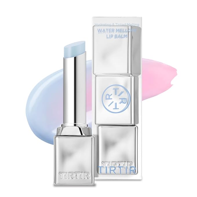 TIRTIR Water Mellow Lip Balm, 01 Icy Blue, 0.11 Fl Oz – pH Color Changing Organic Korean Lip Care, Lightweight Deep Hydration Lip Moisturizer for Women Men, Paraben Free