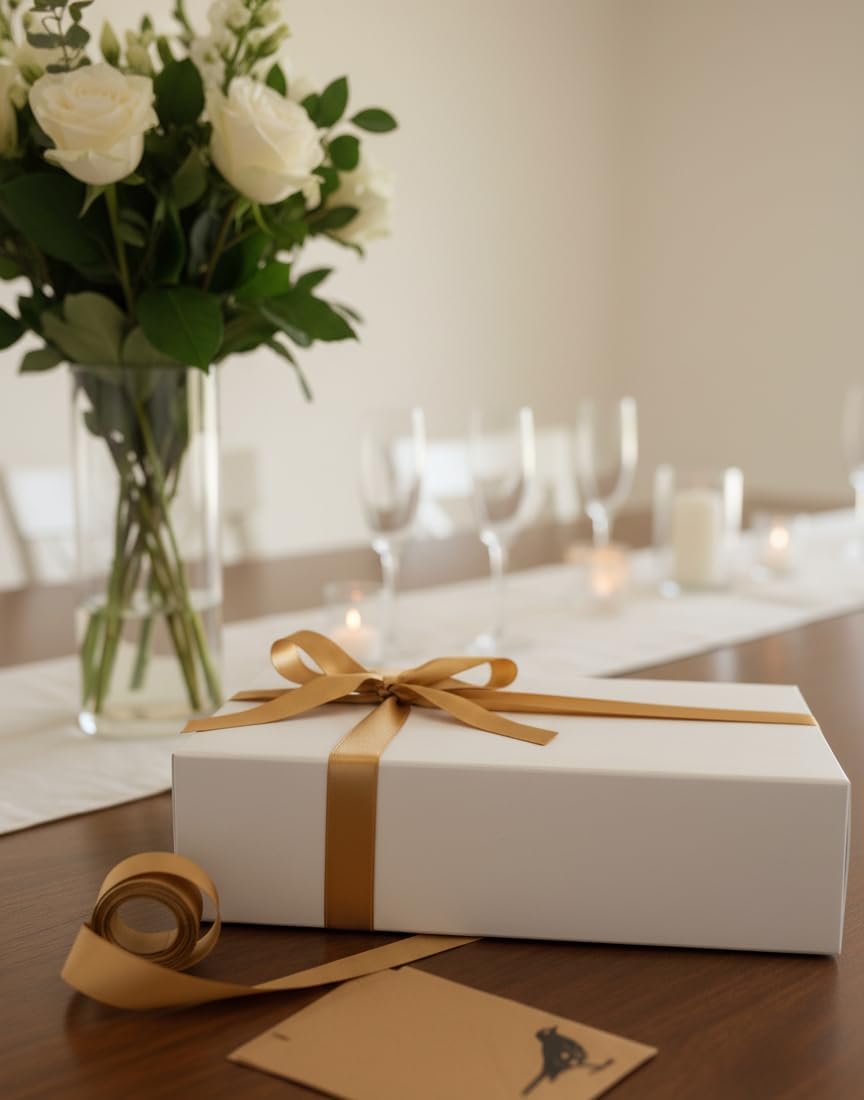 CECOBOX - Gift Boxes with Lids for Presents 11"x7.5"x3" - Matte, Collapsible Magnetic Closure Gift Box - Groomsmen & Bridesmaid Proposal Boxes, Wedding, PR, Birthdays, Holidays (White)