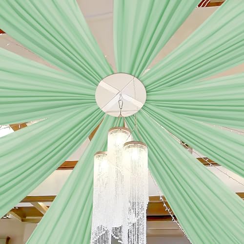 DUOBAO Chiffon Ceiling Drapes 20ft Sage Green Wedding Backdrops Sheer Backdrop Curtains for Reception Wedding Ceremony Sheer Arch Drapes Fabric Event Party Supplies 6 Panels 5×20feet - color: Sage Green, size: 60"W x 240"L (Pack of 6)