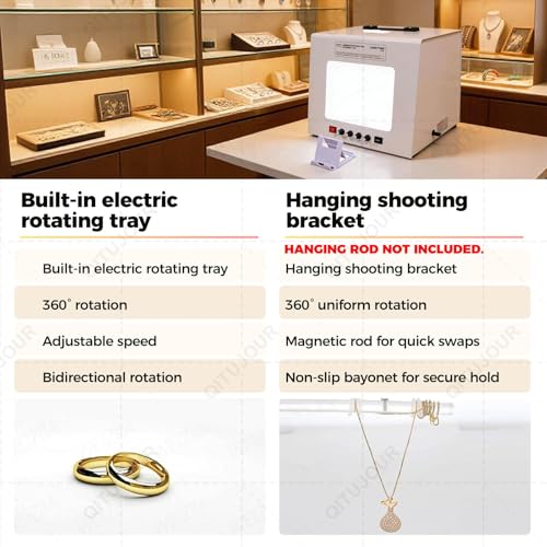 3000-5500K Professional Jewelry Photography Light Box Kit with 360° Electric Rotating Feature, 4pcs Fill Lights-Adjustable Brightness 3000-5500K, Mini Photo Studio Softbox(TB200) - size: TB200
