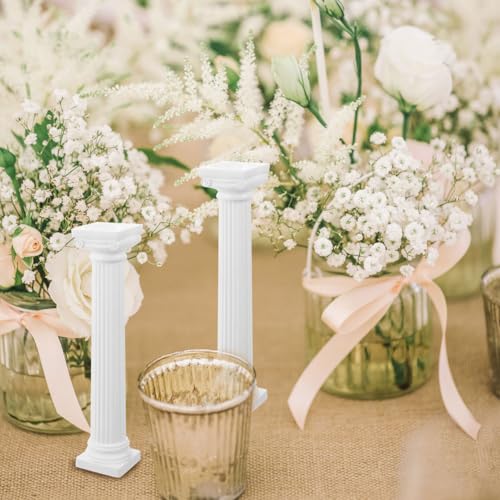 6Pcs Roman Column Statue Decorative Roman Pillar Statues for Home Decor Photo Props Wedding Table Decoration and Event Styling - size: 15.30X3.20X3.20CM