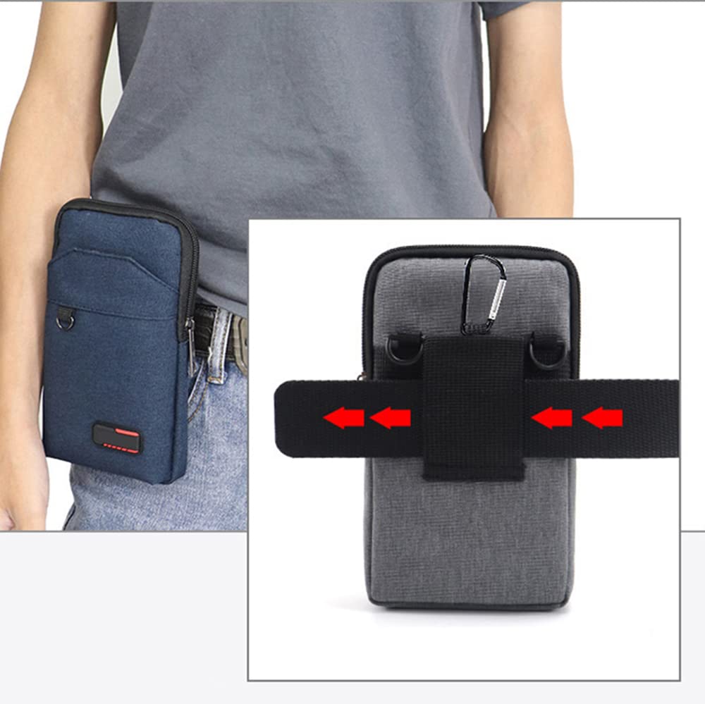 Travel Cell Phone Pouch Belt Pouch, Phone Holster Crossbody Bag with Shoulder Strap for iPhone Case Holder for Hand with Neck Lanyard Smartphone Walking Passport Wallet (Double Layer Blue)