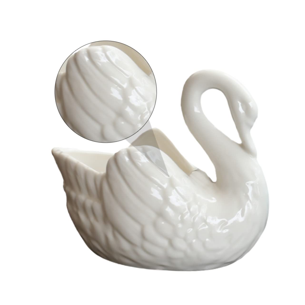 BCOATH White Swan Succulent Planter Pot - Household Plant Container - Decorative Succulents Pot Planter - Outdoor Decor - Animal Statue Ceramics Candle Holder - No Holes