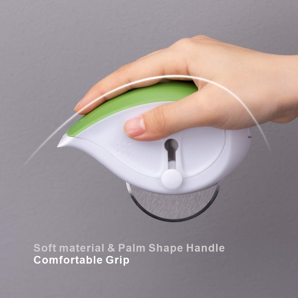 KITCHENDAO 3-in-1 Herb Chopper Mincer Roller Cutter Slicer, Leaf Stripper, Scraper- Retractable for Safe Storage, Detachable for Easy Cleaning, 4 Sharp Stainless Steel Blades, Soft-touch Handle