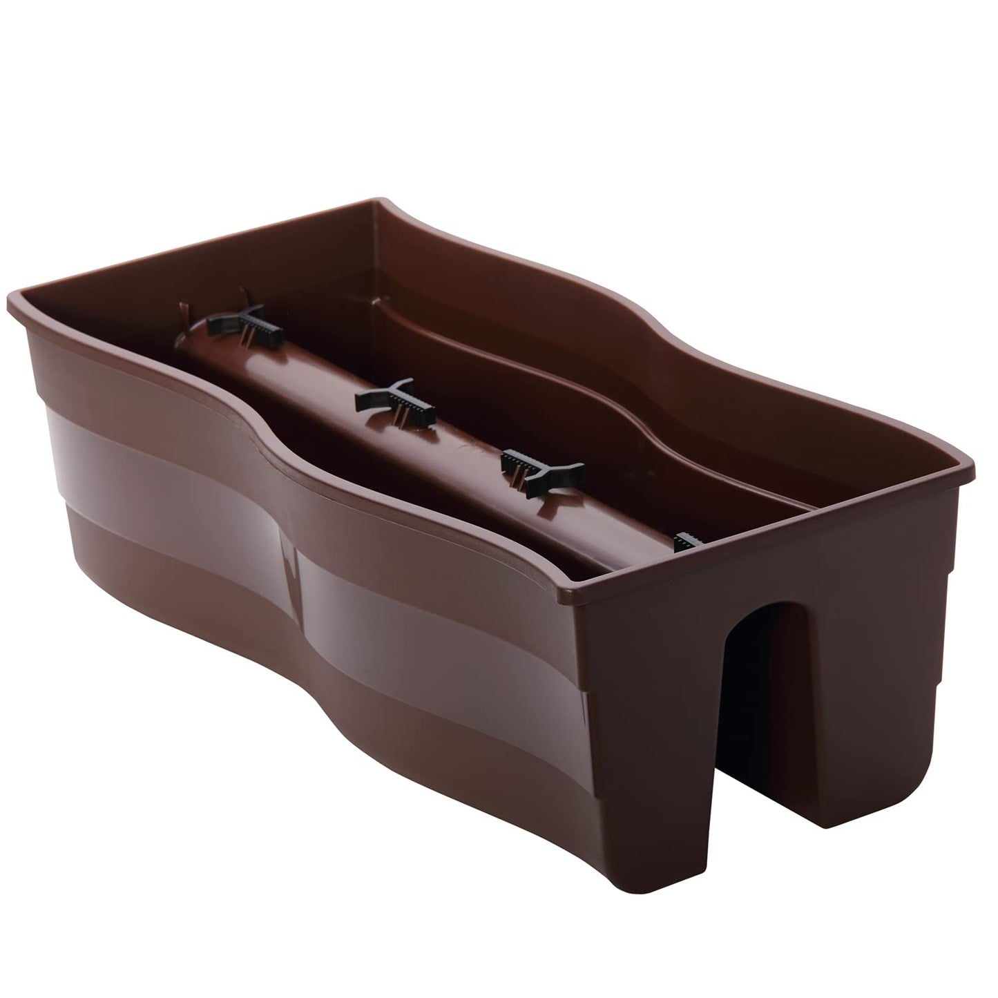 Ridge Rail Long Rectangular Flower Pot, Indoor/Outdoor Hanging Rail Planter Lightweight & Weatherproof Flower Box - Balcony Planters for Railing and Fence Patio, Deck 2 Pack (Brown)
