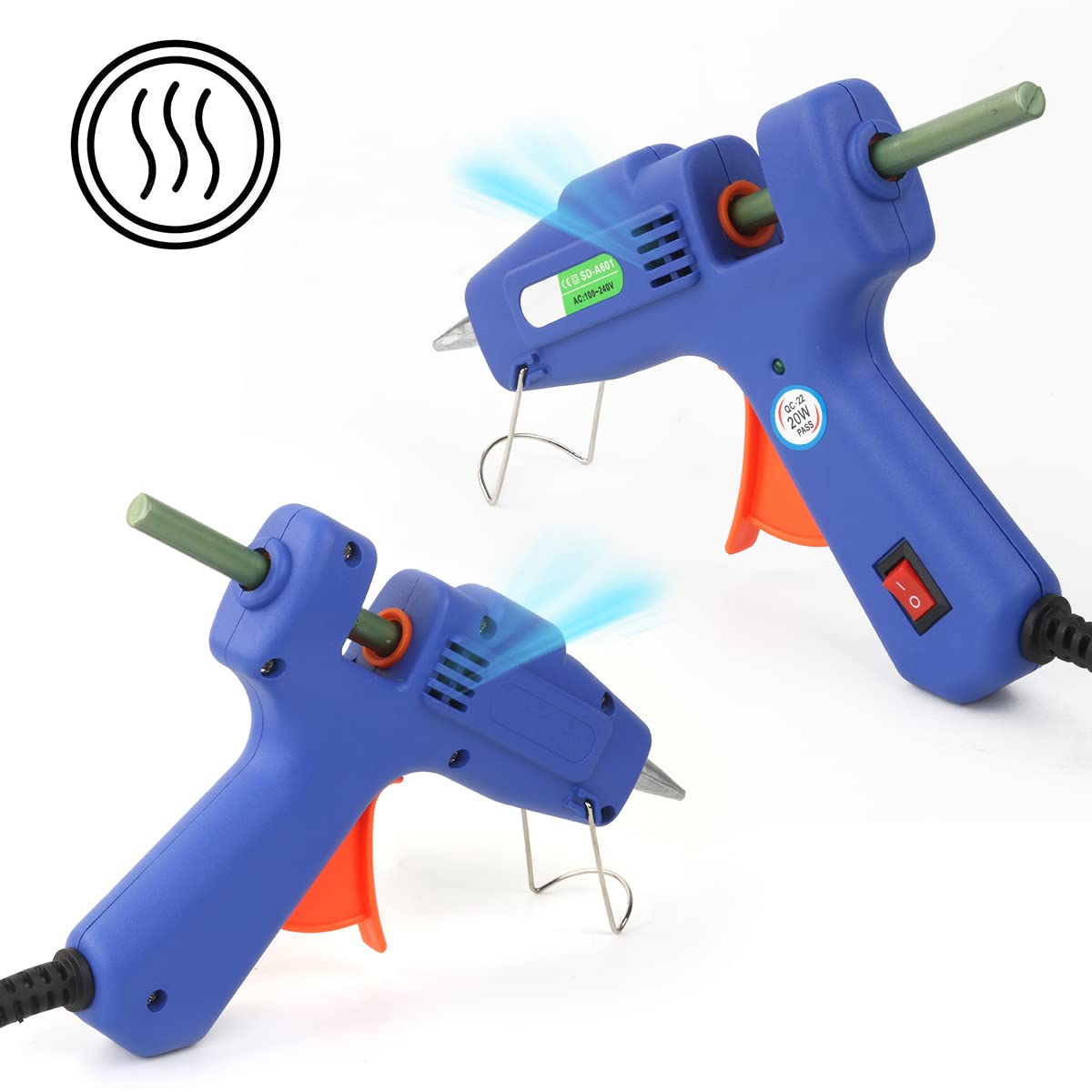 Sealing Wax Hot Melting Glue Gun 20W, Wasole Sealing Wax Sticks Glue Gune for the Diameter 0.28 inch Sticks, Great for Wedding Invitations, Birthday Cards, Envelopes (Blue Glue Gun)