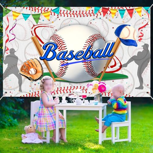 Baseball Birthday Backdrop Baseball Sports Theme Photography Background Sport Themed Party Decorations Banner for Baby Shower Kids Boys Teenager Photo Booth Studio Props 10x7ft FU052DX - size: 10x7ft