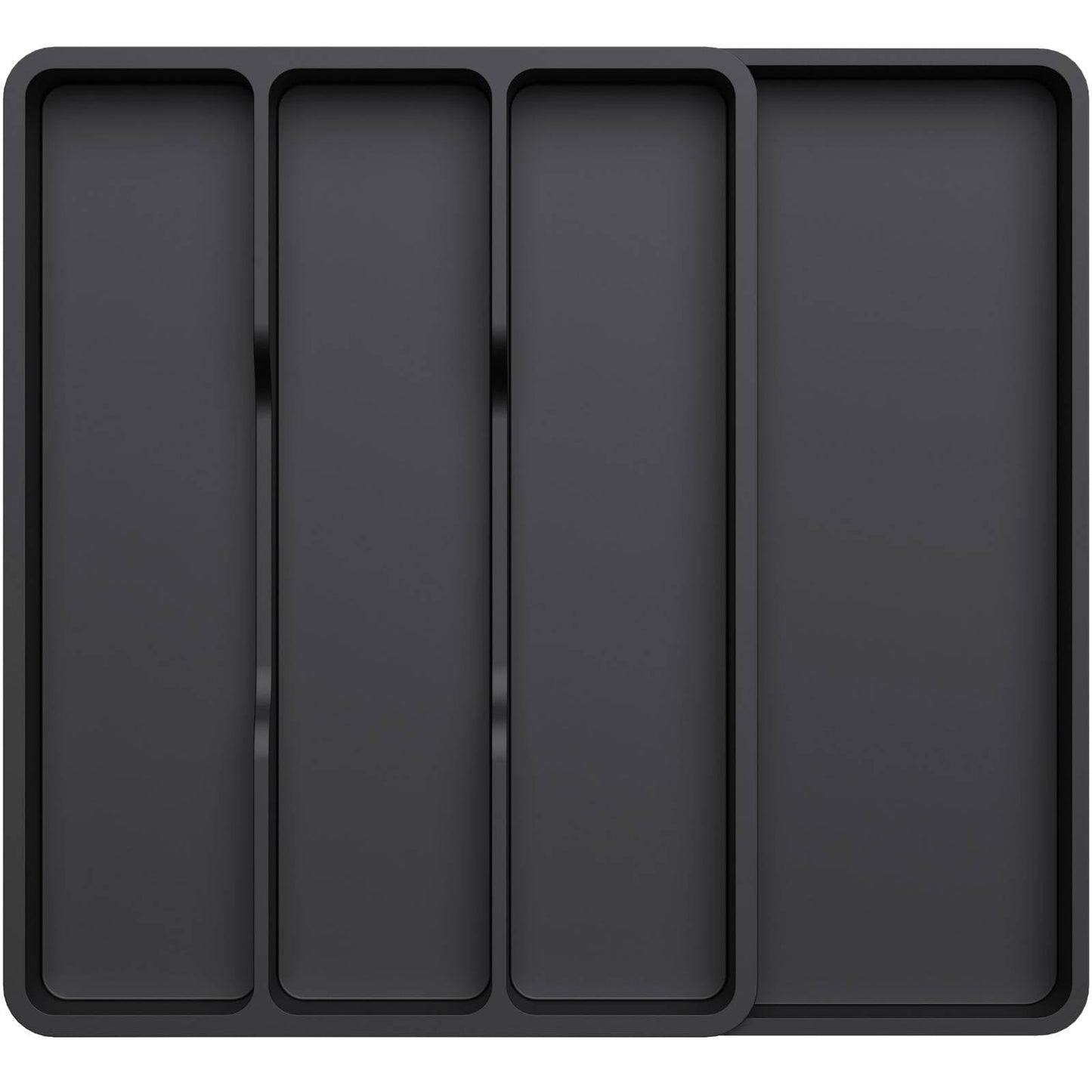 Lifewit Utensil Organizer for Kitchen Drawer, Expandable Cooking Silverware Tray, Adjustable Cutlery Flatware Holder, Plastic Spatula Tools Storage Divider, 17.3 x 15.8", Black