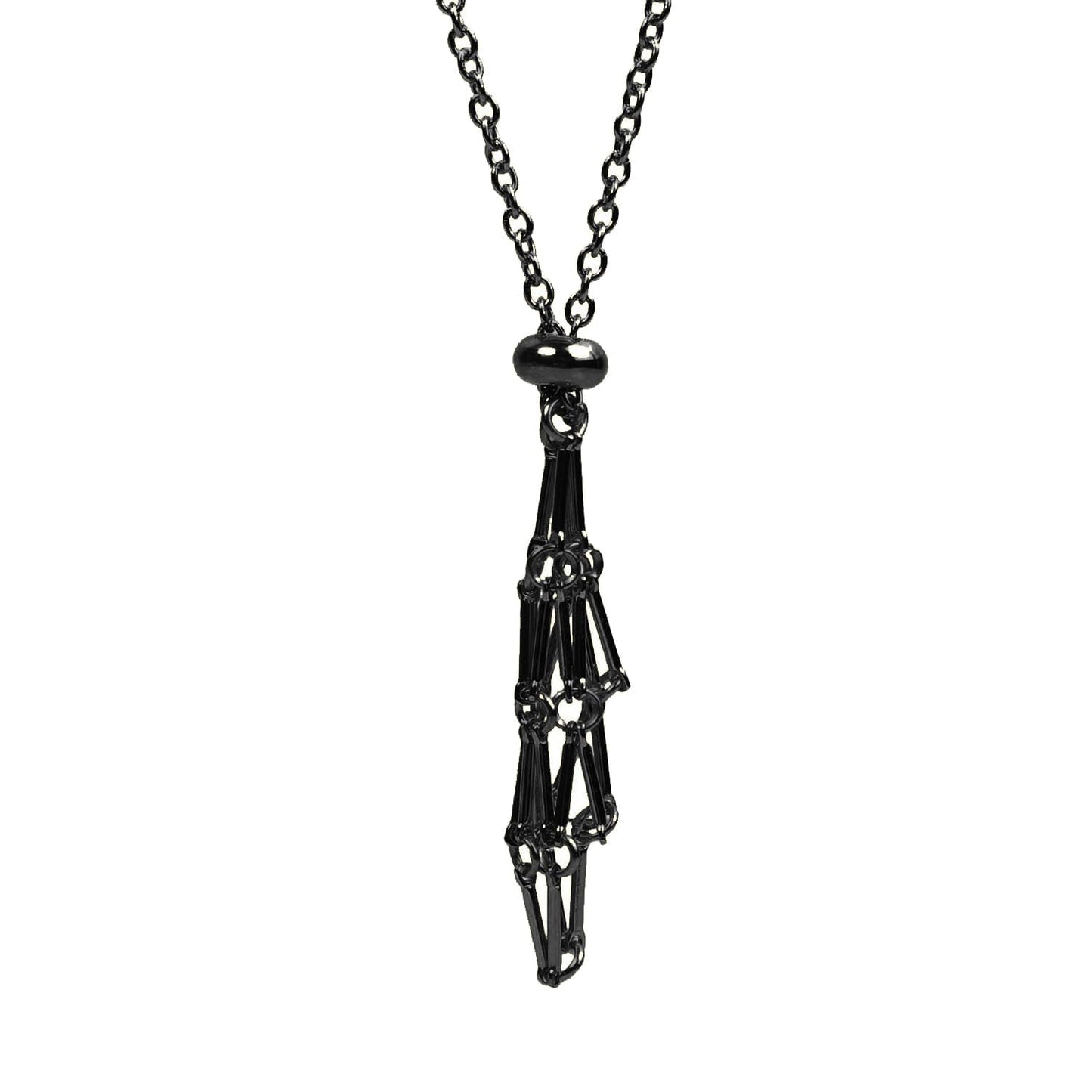 VLIEGEN Stainless Steel Crystal Holder Necklace, Adjustable Natural Quartz Cage for Stone, 2pcs (Silver-Large)