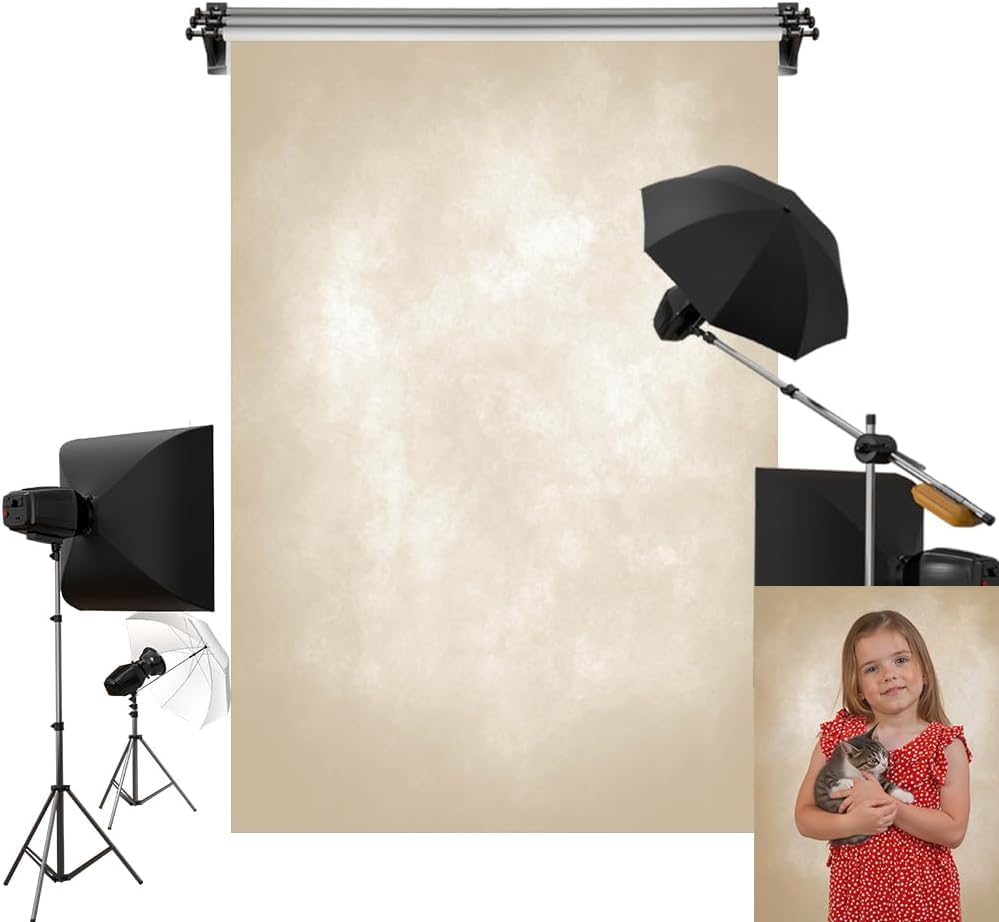 Kate 5x7ft/1.5x2.2m Light Yellow Backdrop Little Brown Gold Abstract Texture Portrait Photography Backgrounds Photo Studio Props - color: Beige, size: 5x7ft