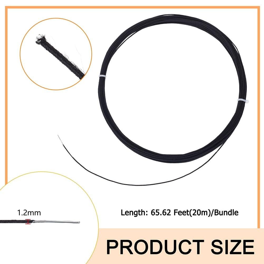 BENECREAT 21.8 Yards Black Floral Wires, 1.2mm Cotton Covered Millinery Wire, Iron Stem Wires for Florist Crafts Making Sewing Supplies Brim Making Accessories
