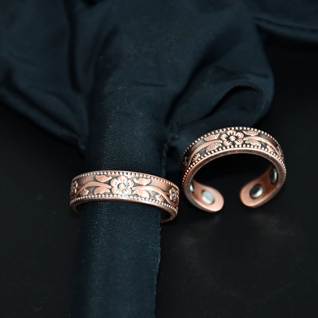 Cigmag Copper Rings for Women 99% Pure Copper Ring Adjustable with Present Box (2PCS Plum)