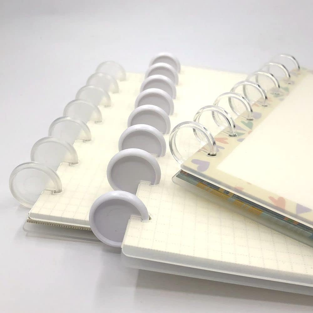ITSYHPRO 100pcs Discbound Notebook Discs DIY Planner Accessories fits for Tul,Levenger,Arc,Happy Planner,Talia(Super Clear White Clear Mixed,1.1inch/28mm)