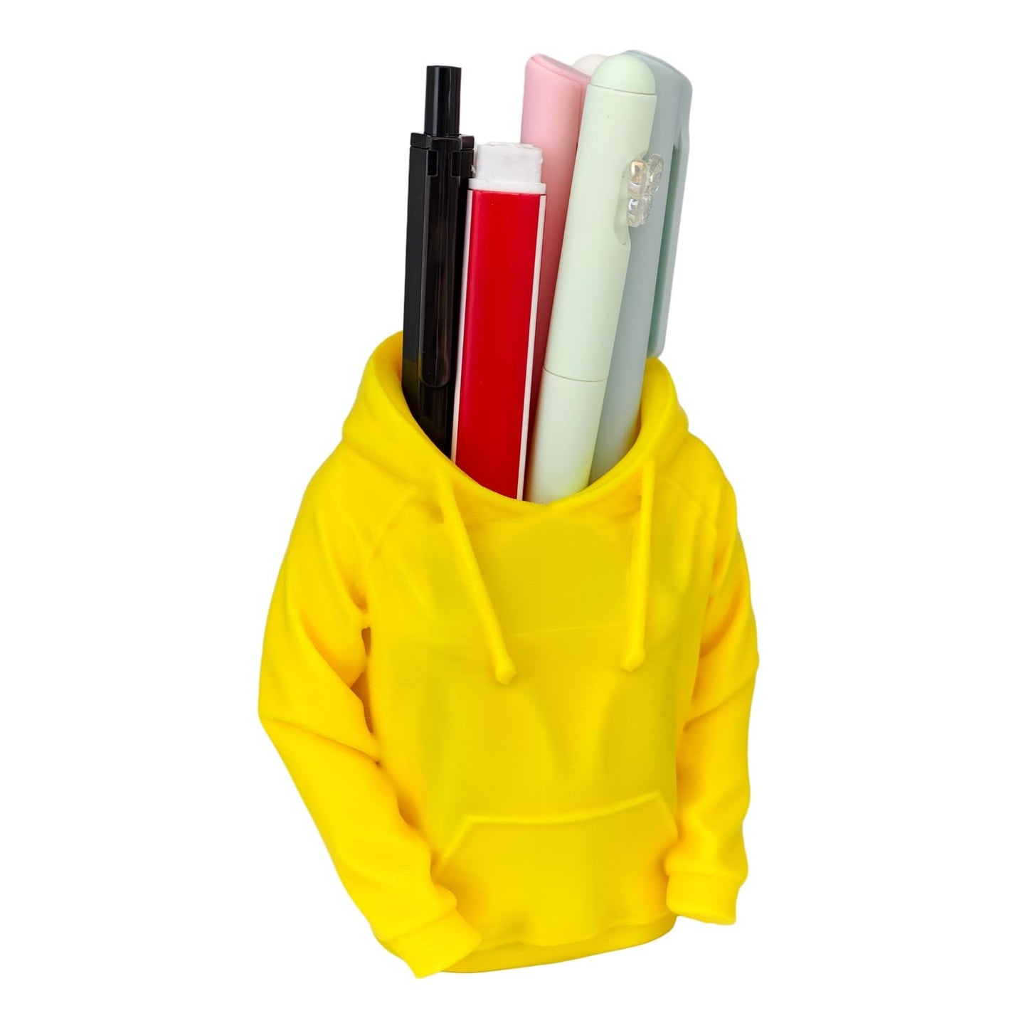 TIME&TRAVE Unique Sweatshirt Pen Holder for Desk, Creative Pencil Holder Desk Organizers, Office Supplies Decorations Idea Gift for Men Women Kids(Yellow)