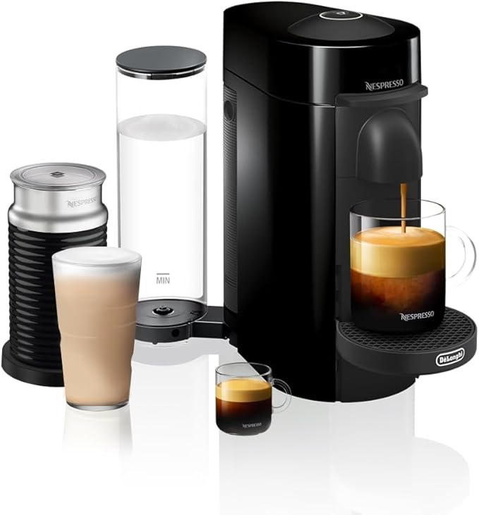 Nespresso VertuoPlus Coffee and Espresso Machine by De'Longhi with Milk Frother, Ink Black