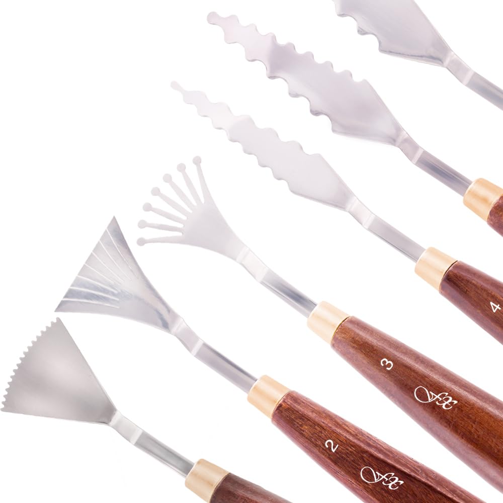 Creative Mark Painting Palette Knife Set FX Special Effects Flexible Stainless Steel Mixing & Painting Spatula Knife Set Wood Handle Create Texture With 9 Distinctive Blade Shapes [Set of 9]