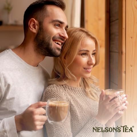 Nelson's Tea Chai Latte - Full-Bodied Black Tea with All-Natural Flavoring - with Spicy Chai blend with Cinnamon Chips, Peppercorns, Ginger Root, Cloves, Orange Peel - Underlying Sweetness - 4oz