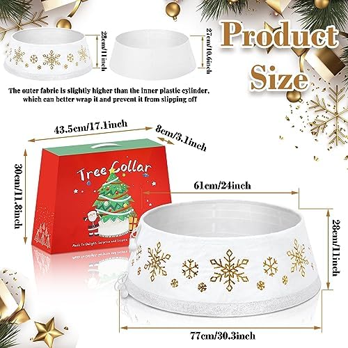 NIBESSER Christmas Tree Collar 30 Inches Plush Tree Skirt Ring with Silver Snowflake Tree Basket Plastics Sheets with Collar Cover Holiday Home Party Christmas Tree Decoration Xmas Ornaments