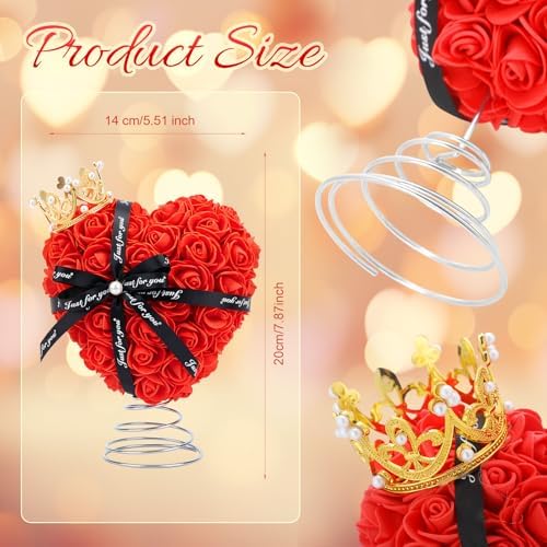 Capoda Valentine's Day Tree Topper Red Rose Heart Topper with Bows Decorations for Mini Christmas Tree 8 Inch Heart Treetop Ornaments for Valentines Galentines Day Holiday Wedding Party Supplies(Rose)