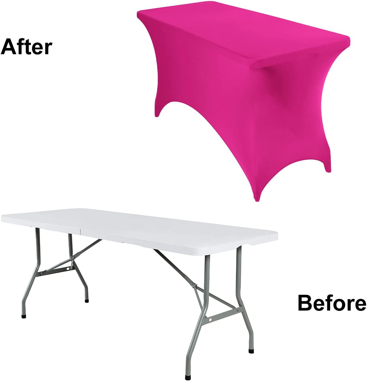 4Pack Spandex Waterproof Table Covers 4ft，Spandex 4ft Waterproof Table Cover for Party,Wedding, Banquet, and Events(Fuchsia)