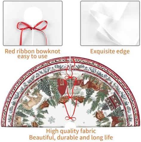 Horse Christmas Tree Skirt 36 Inch Xmas Tree Mat Party Decor Supplies for Holiday Home Decorations