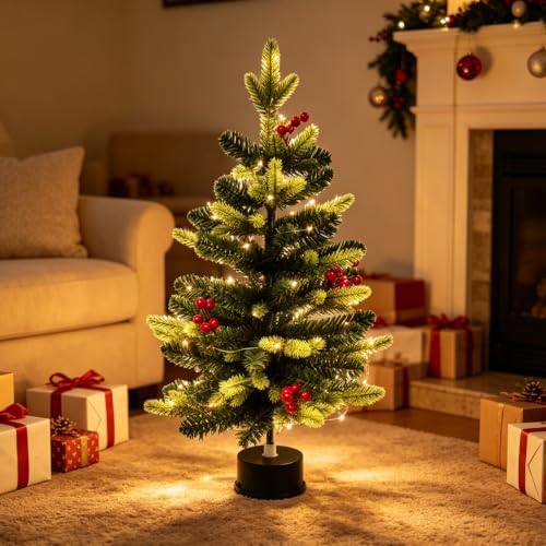 Lighted Rotating Christmas Tree Base with Warm LED Lights, USB or Battery Powered Stand for Tabletop Holiday Decor and Living Room Display Small Christmas Tree Base Rotating Holiday Stand Lighted Warm