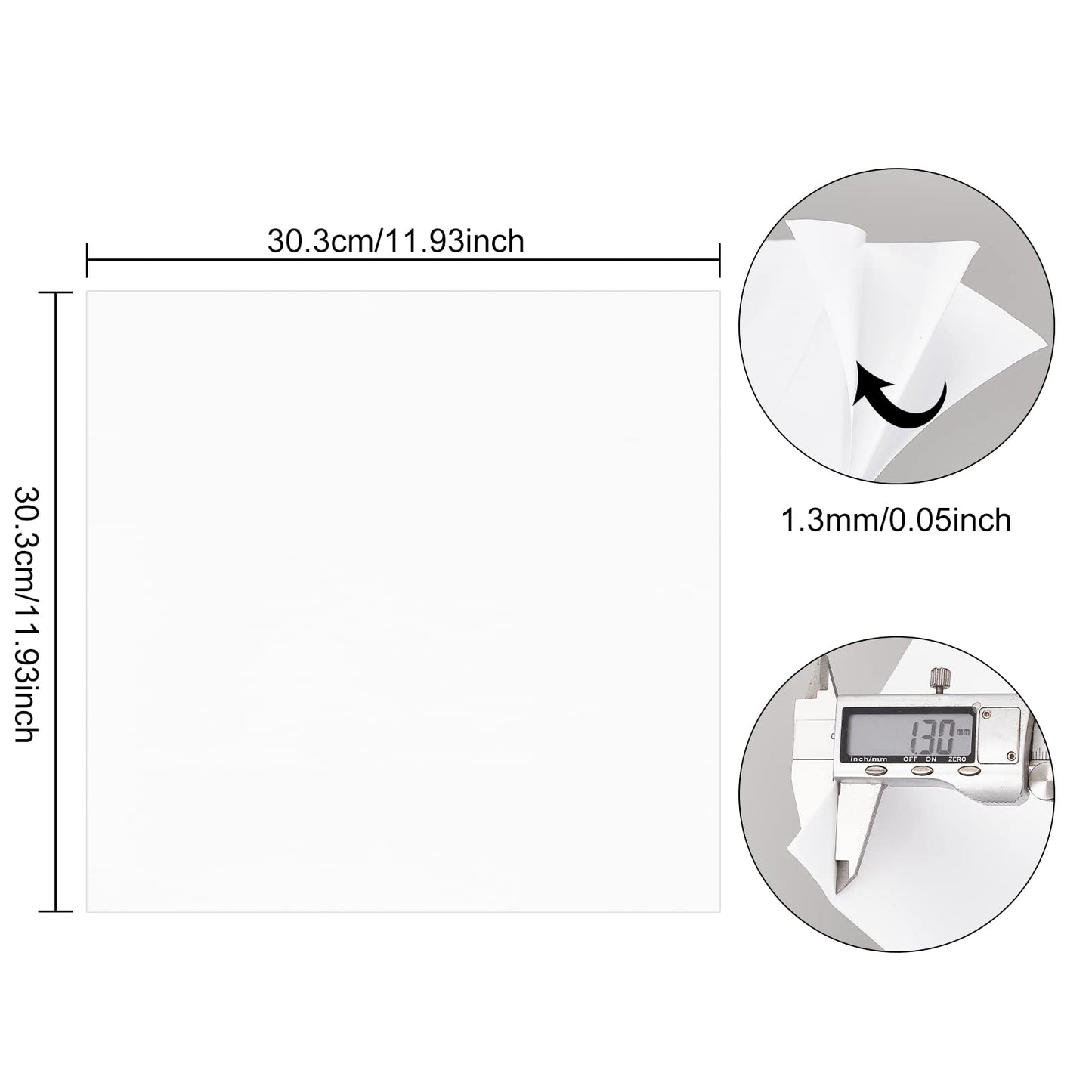 BENECREAT 10 Sheet 12x12inch Double Sided Adhesive Foam Sheets, 1mm Thick White Craft Adhesive Tape Sheet for Scrapbooking Crafting
