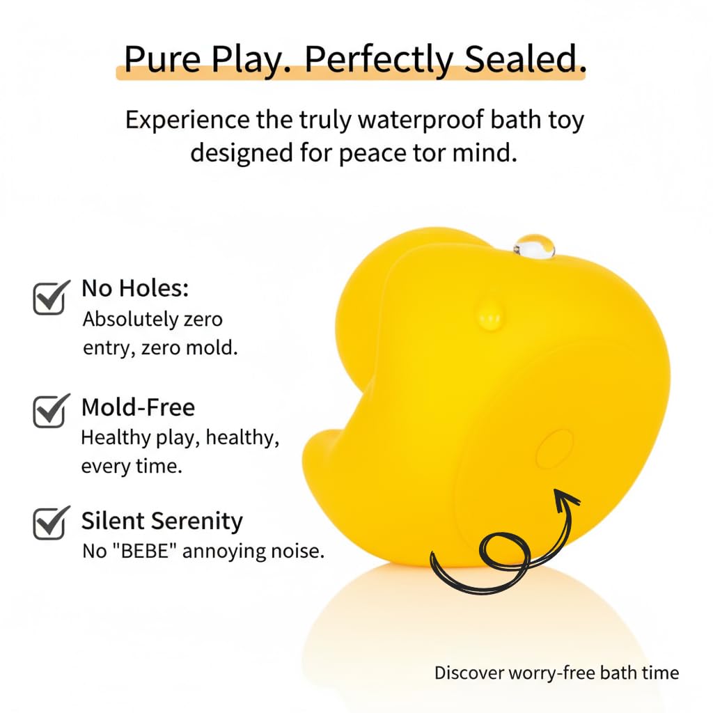3 inch Kalafona Rubber Yellow Ducks/ Ducky No Hole Waterproof No Squeak Bath/Pool/Water Float Toy Stuffed with Sealed Plug Without Hole for Kids in Bulk