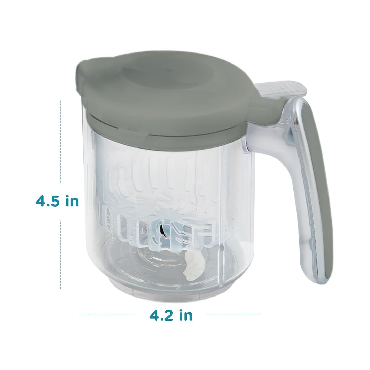 Replacement Stirring Cup & Blade with Steaming Basket for EVLA'S Baby Food Maker - Gray