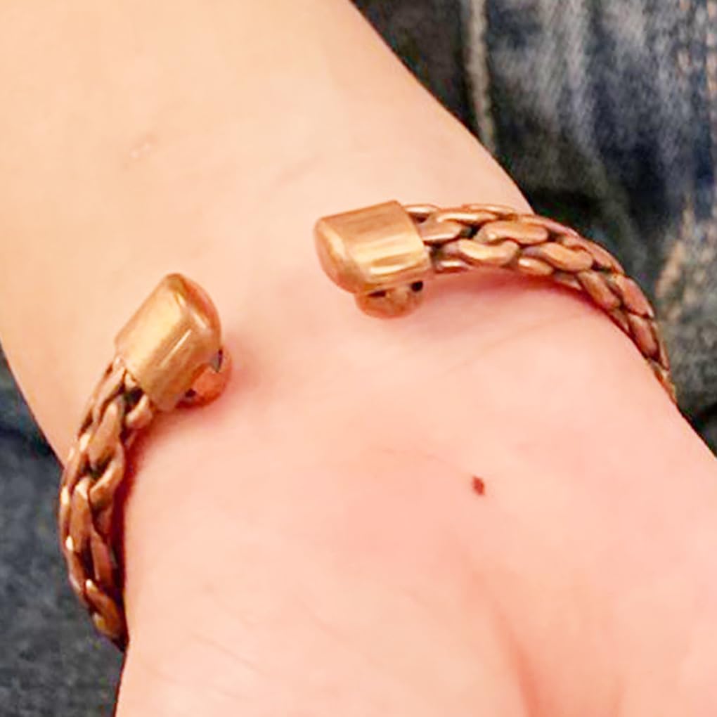 Touchstone Copper bracelet Tibetan style. Hand forged with solid and high gauge pure copper. Elegant weave pattern.