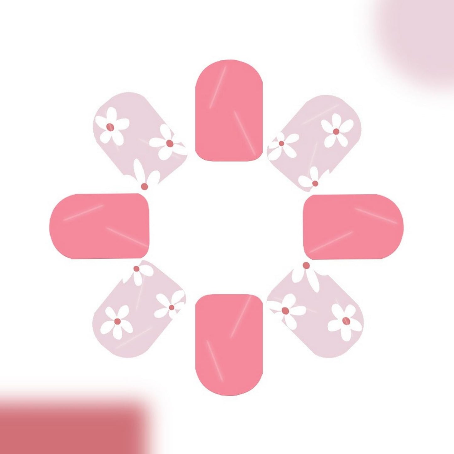 24 Pcs White Flower Press on Nails Short Square Fake Nails Spring Cherry Blossom False Nails Glossy Pink Full Cover Floral Acrylic Nails Stick on Nails for Women Nails Manicure Decoration