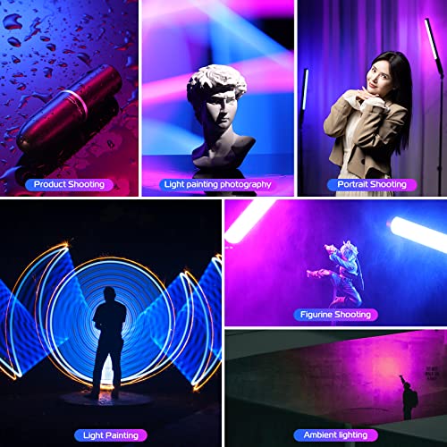 ULANZI VL119 Handheld Light Wand, 360° RGB LED Video Light Stick for Photography, 3300mAh Rechargeable Tube Light for Video Shooting, 2500-9000K Dimmable Camera Light with LCD - size: 1 pcs-Large