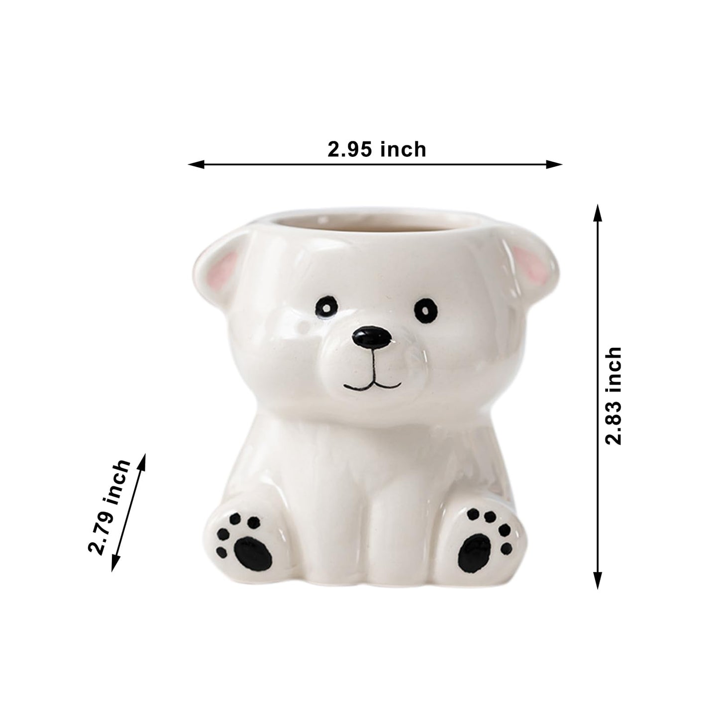 DIYOMR Cute Animals Planter, Mini Ceramic Cartoon Animal Shaped Succulent Flower Pot Indoor Air Plants Holder, Smooth Shiny Decorative Flower Cactus Planter - Plants Not Included (White Bear)