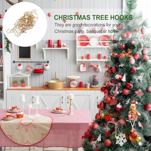 ibasenice 40Pcs 40Pcs Metallic S-Shaped Xmas Hanging Hooks with Beads Multi-Functional Ornament Hangers for Christmas Tree Decorations Party and Home Use