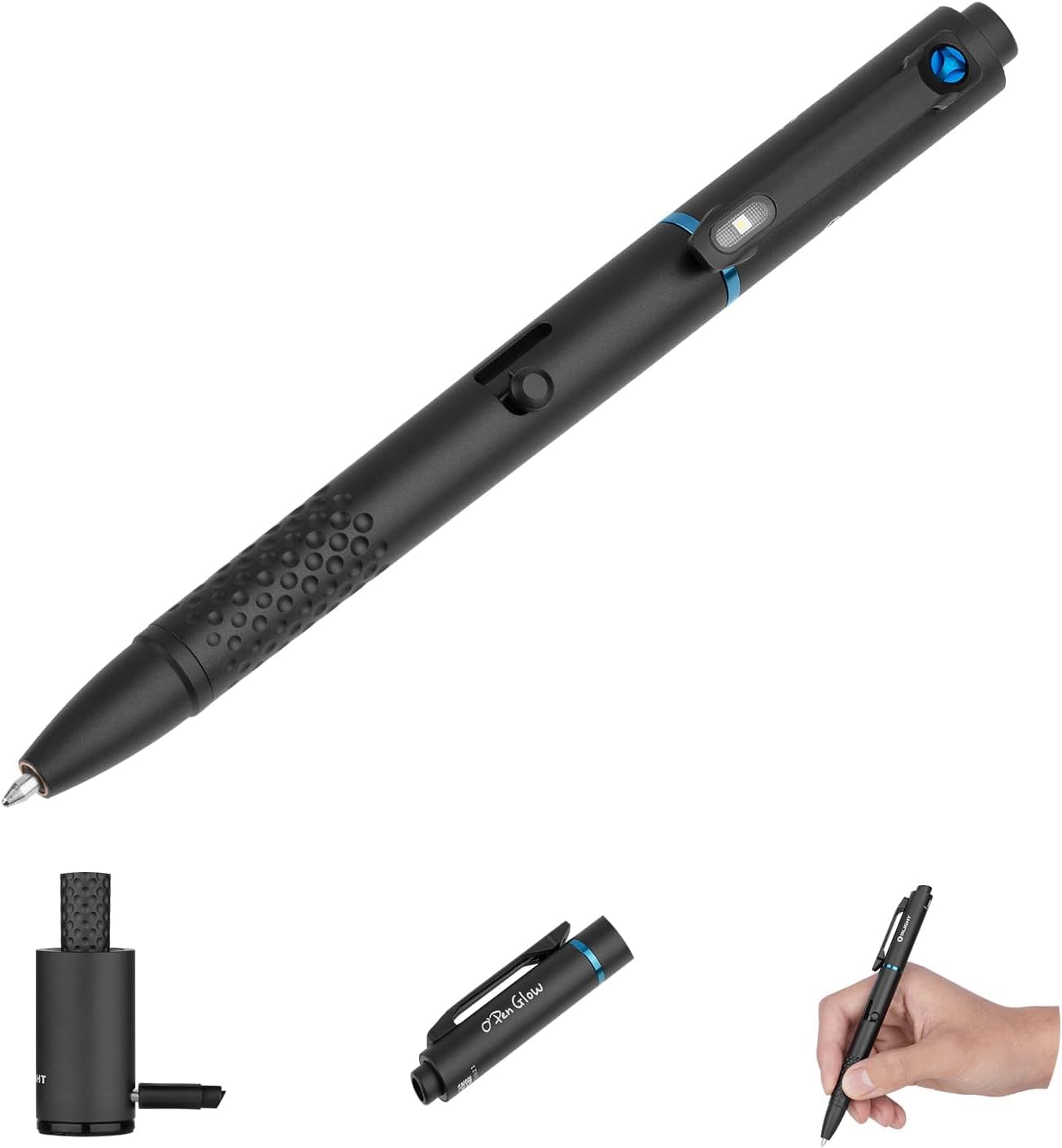 OLIGHT O'Pen Glow EDC Pen Light, 120 Lumens Rechargeable Pen Flashlight with Green Beam, Portable Writing Pen for Presentation, Office, Inspection, Outdoor Use, Professional Gift(Black)