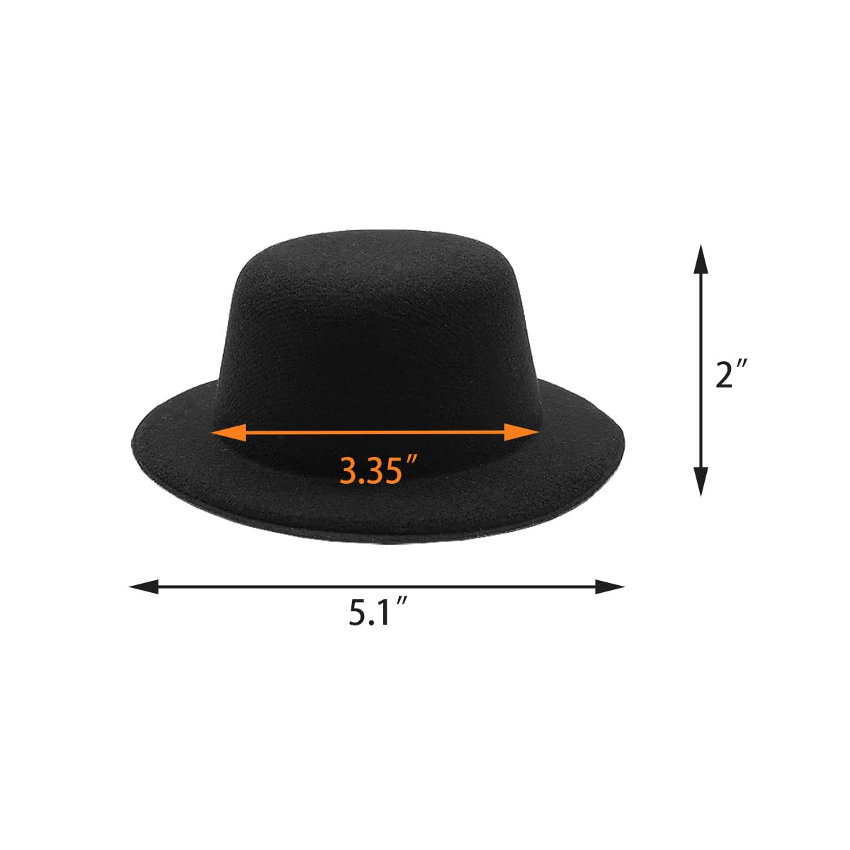 10 pcs 5.1" W Black Mini formal hats Miniature Hats for DIY Crafts Hair Accessories decorate