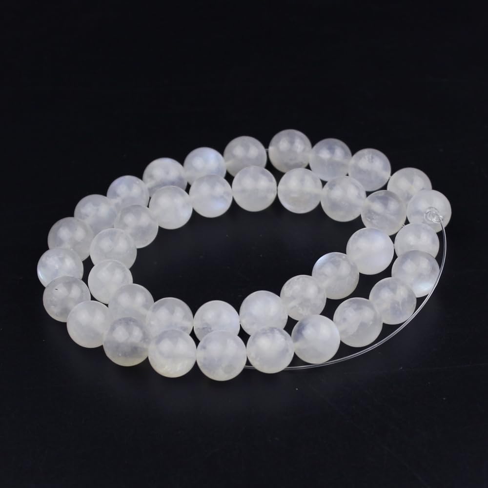 MJDCB Natural Round Stone Beads 6mm Blue Moonstone Loose Gemstone Beads for Jewelry Making Bracelet Necklace 60pcs