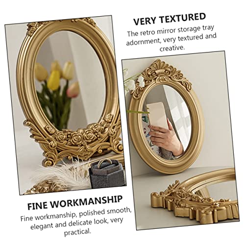 Retro Mirror Adornment Gold Trim Mirror Tray Perfect for Photography Props and