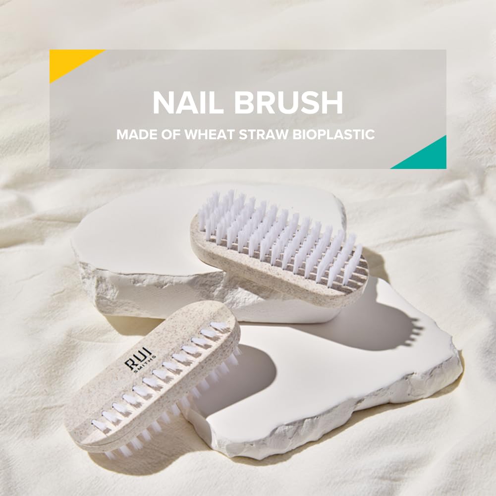 Rui Smiths CarbonConscious Nail Cleaning Brush with 2-Sided Bristles for Manicure and Pedicure Grooming | Made with Wheat Straw Bioplastic