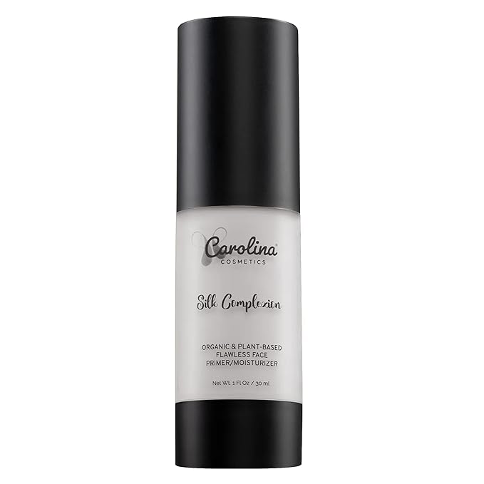 Carolina Cosmetics - Silk Complexion Plant-Based Moisturizer & Primer 30ml - Aloe Infused Hydration for Flawless Makeup Application w/Aloe, Rose Hip Oil & Candelilla Wax - Vegan, Organic, Gluten-Free