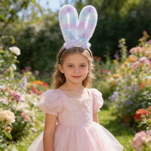 Easter Rabbits Ears Hairband Photo Props Easter Hair Hoop Hairband Party Headpiece Fun Headbands for Music Festival(Pink)