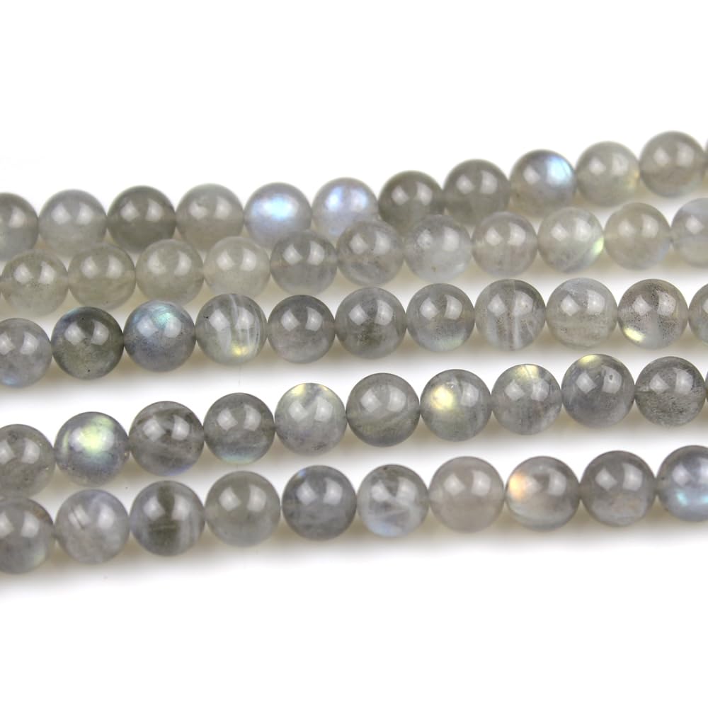 MJDCB Natural Round Stone Beads 6mm Labradorite Loose Gemstone Beads for Jewelry Making Bracelet Necklace 60pcs