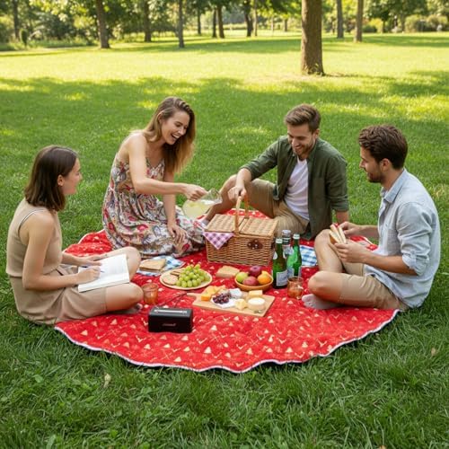 Christmas Tree Skirt 36 Inch with Snowflake Print, Faux Fur Xmas Tree Skirt for Christmas Tree Decoration & Holiday Home D??cor (Red)